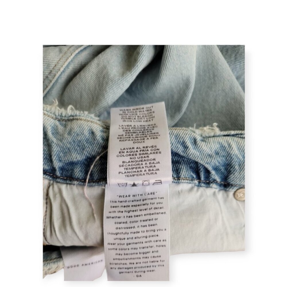 Good American Good Heritage Light Wash Cropped Jeans Size 15 Mid Rise Straight - Picture 7 of 13